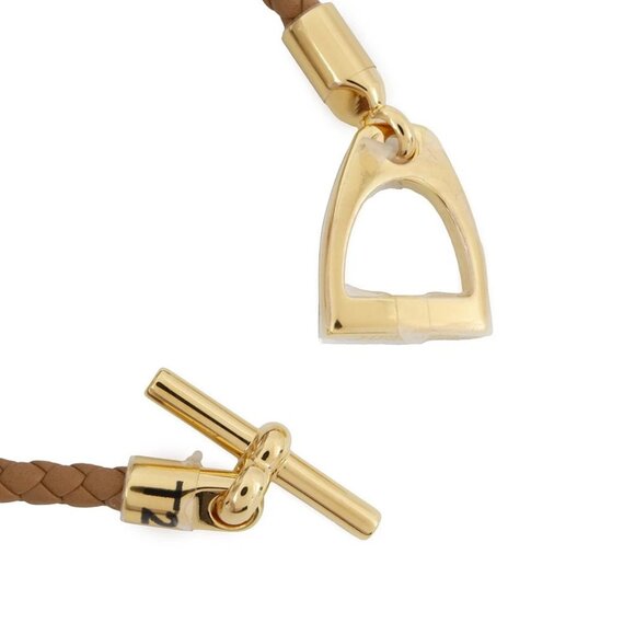 HERMES Etrier Bracelet Size T2 Swift Leather Gold - Picture 5 of 10